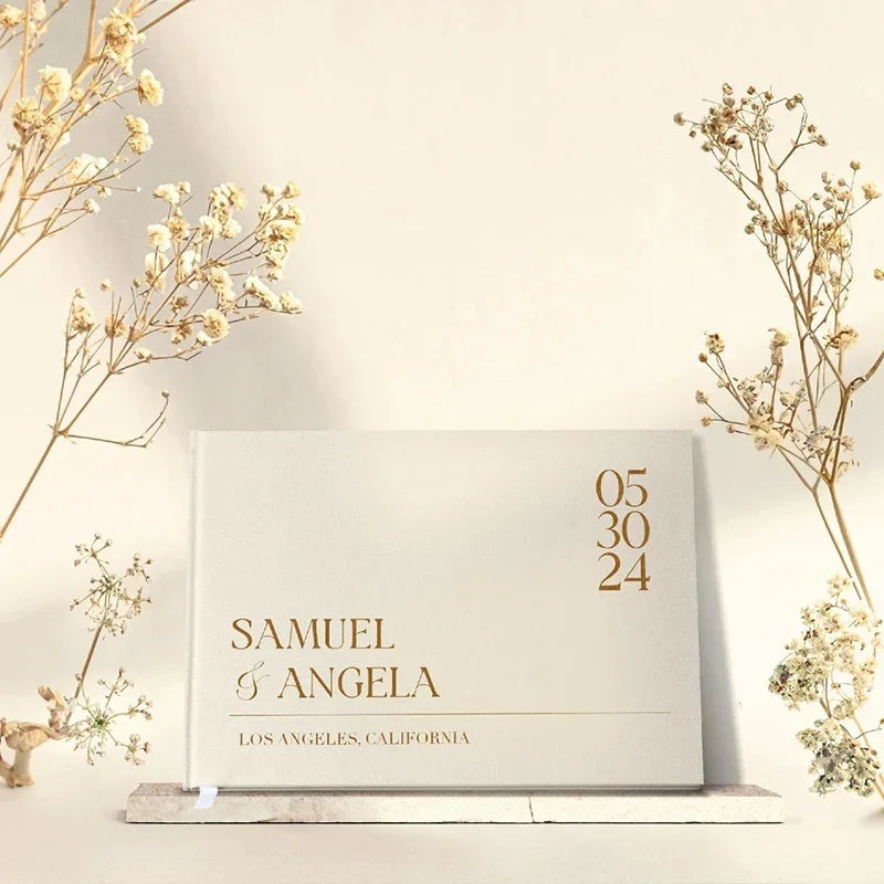 Personalized Wedding Guest Book, No Lines, 70 Blank Sheets - GiftShire