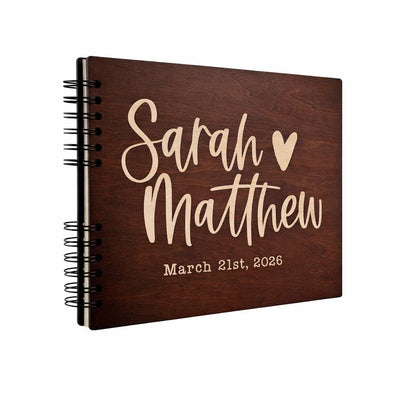 Wedding Memories in Wooden Keepsake - Engraved Guestbook