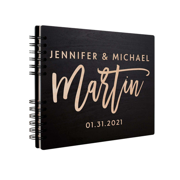 Personalized Wedding Guest Book - Rustic Wedding Registry Book with Name, Date | B0954XWL8X - D2 - GiftShire