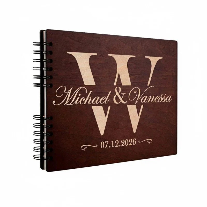 Rectangular Wedding Guestbook - Custom Engraved Names