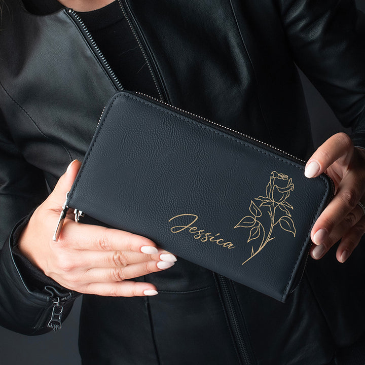 Personalized Women’s Wallet – Custom with Birthflower