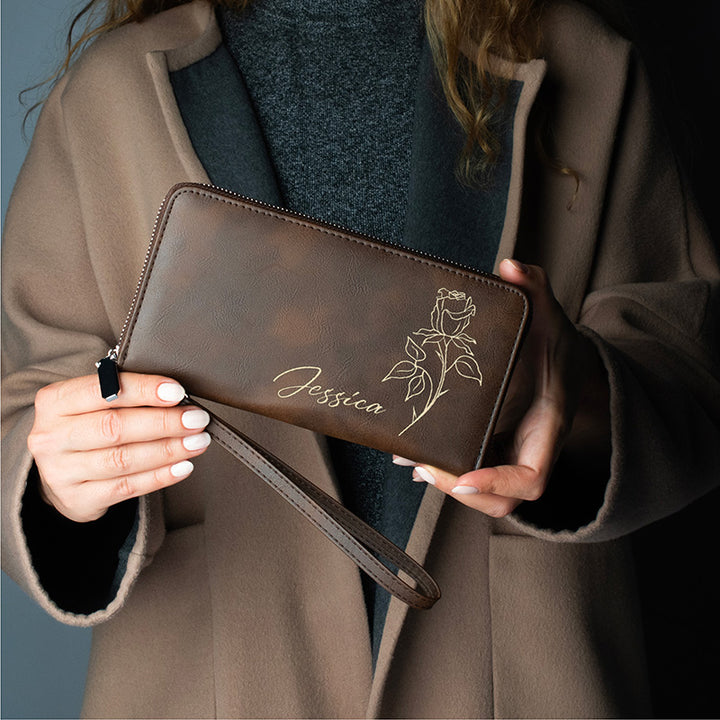 Personalized Women’s Wallet – Custom with Birthflower