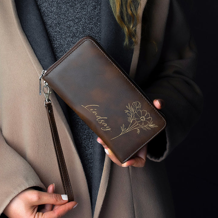 Personalized Women’s Wallet – Custom with Birthflower