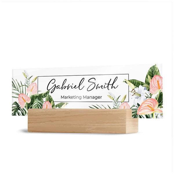 Personalized Wood Base Desk Name Plate - GiftShire