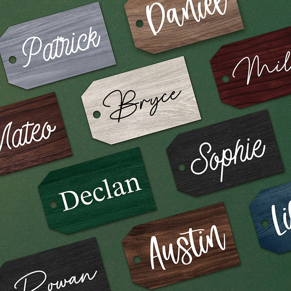 Personalized Wooden Name Tag for Gifts  - Custom Hanging Name Tags