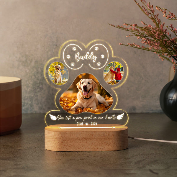 Pet Memorial Night Light with Photo & Name Customization