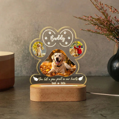 Pet Memorial Night Light with Photo & Name Customization