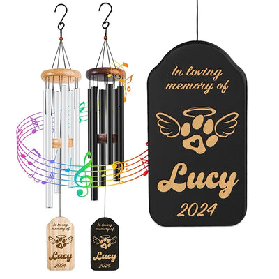 Pet Memorial Wind Chime with Name Personalization – Dog Memorial Gifts