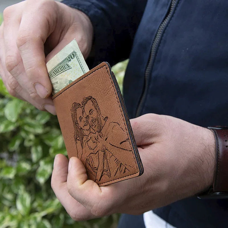 Photo Engraved Leatherette Wallet - GiftShire