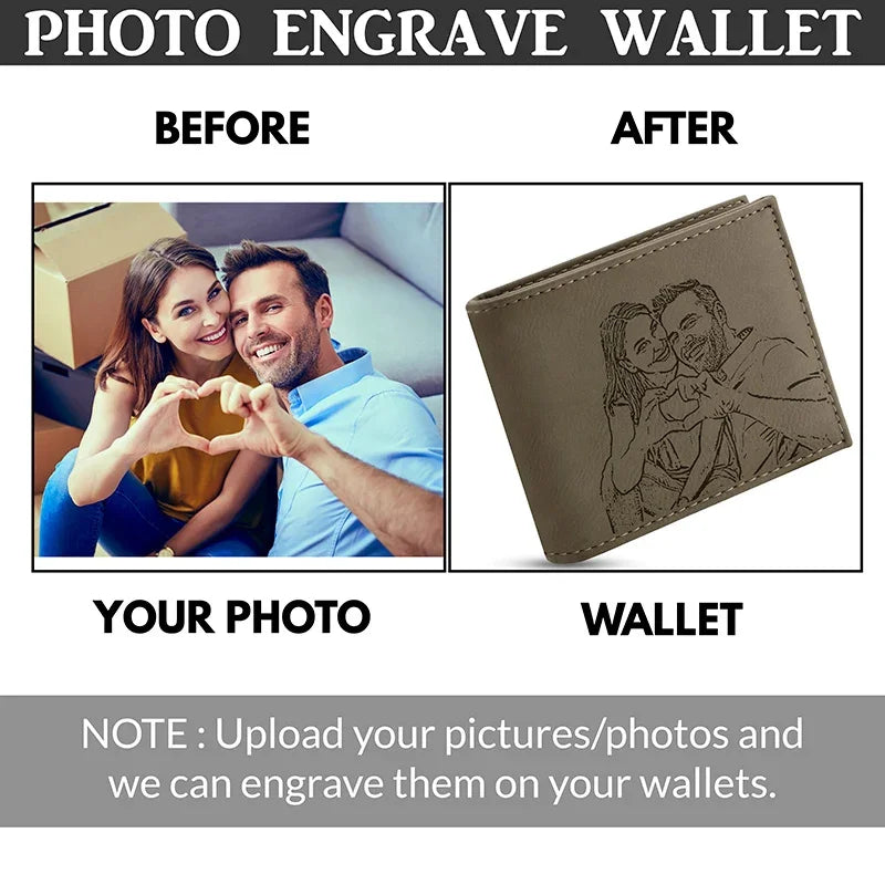 Photo Engraved Leatherette Wallet - GiftShire