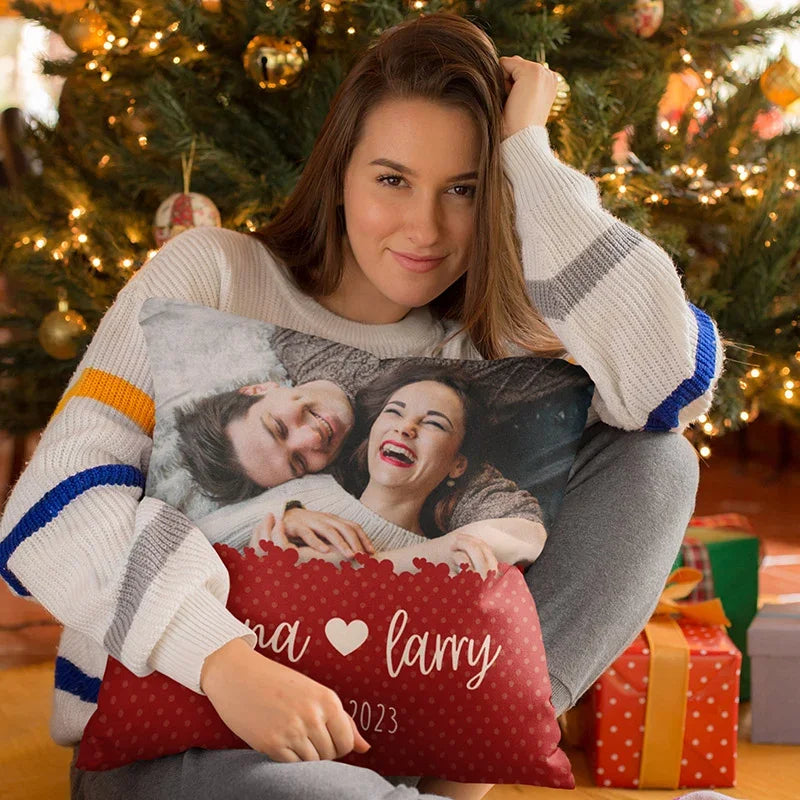 Photo on Custom Pillowcase with couple names - GiftShire