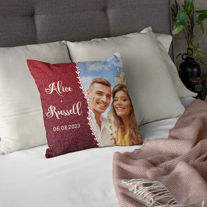 Photo on Custom Pillowcase with couple names - GiftShire