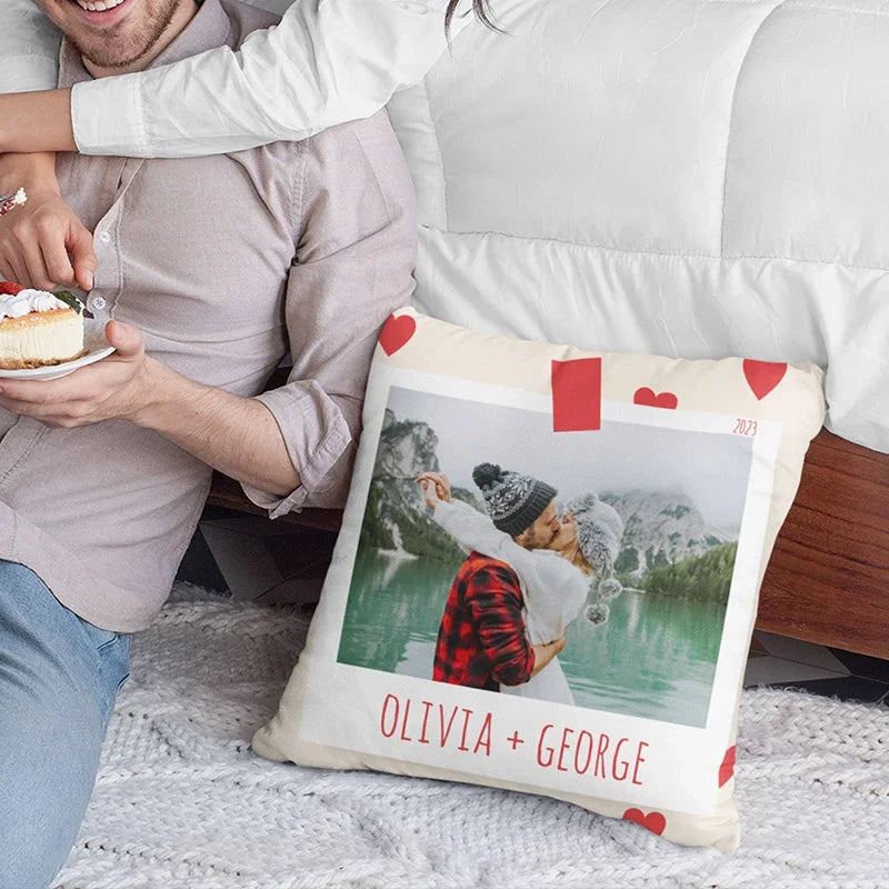 Photo on Custom Pillowcase with couple names - GiftShire