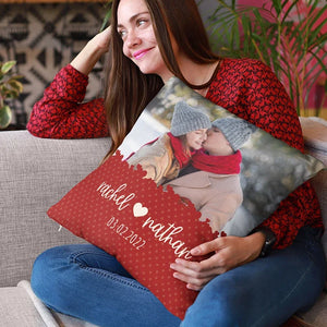 Photo on Custom Pillowcase with couple names - GiftShire