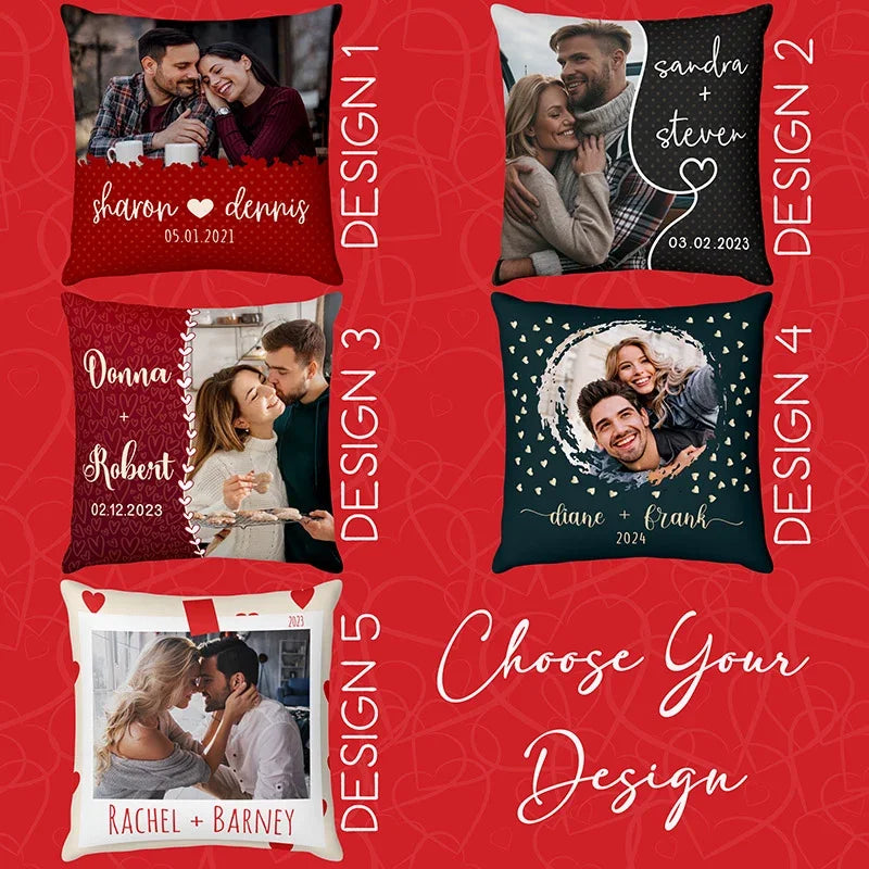 Photo on Custom Pillowcase with couple names - GiftShire