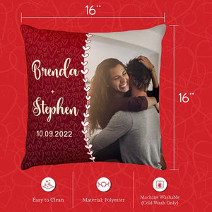 Photo on Custom Pillowcase with couple names - GiftShire