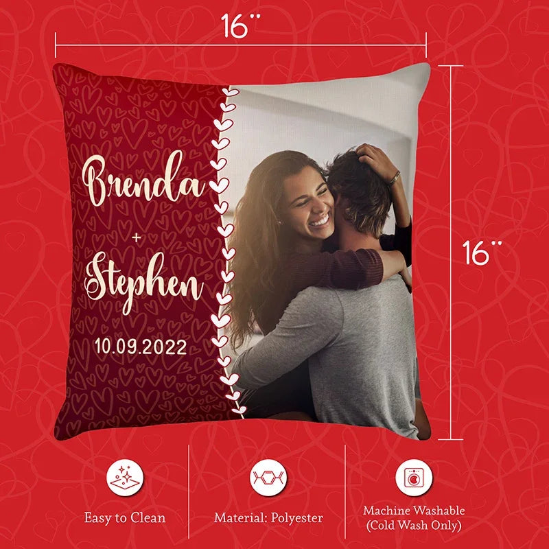 Photo on Custom Pillowcase with couple names - GiftShire