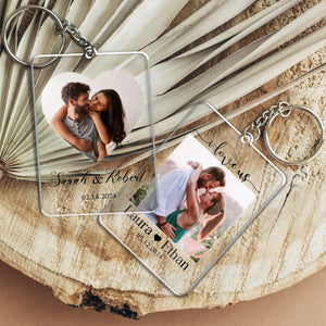 Photo on Keychain with Couples Personalized Names - GiftShire