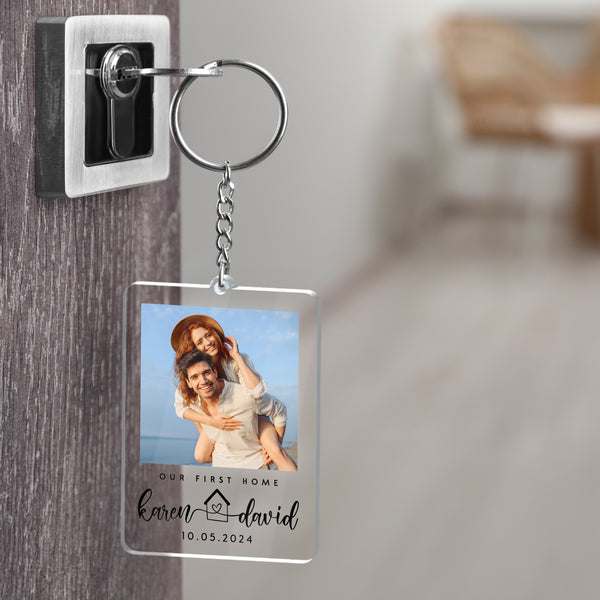 Photo on Keychain with Couples Personalized Names - GiftShire