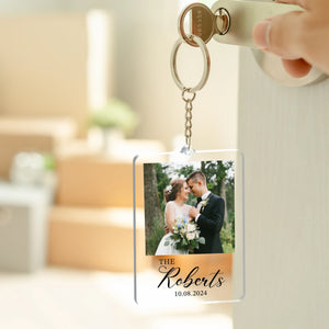 Photo on Keychain with Couples Personalized Names - GiftShire