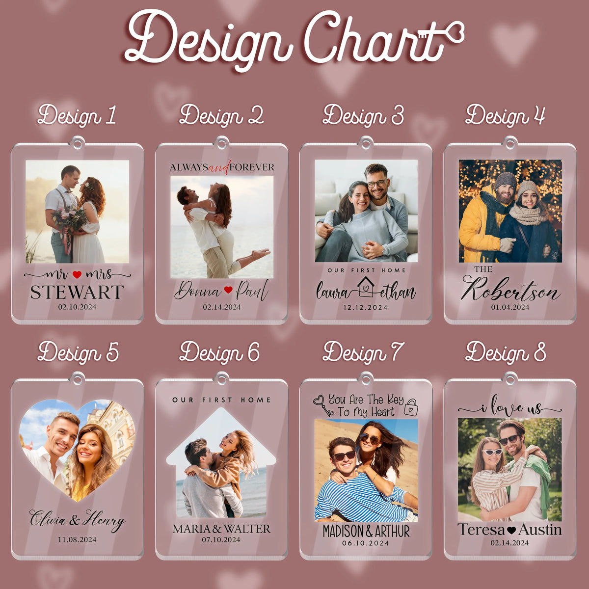 Photo on Keychain with Couples Personalized Names - GiftShire