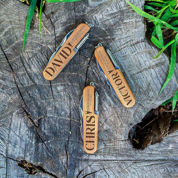 Laser Engraved Multi Tool Knife - Groomsmen Proposal Gift  | B07DWKQ9Z7