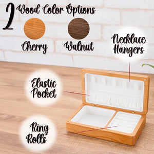 Portable Birth Flower Wooden Jewelry Box for Her with a Custom name - GiftShire