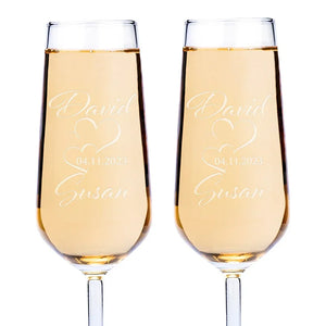 Romantic Matching Champagne Flutes for Couples - GiftShire