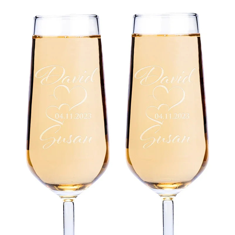Romantic Matching Champagne Flutes for Couples - GiftShire