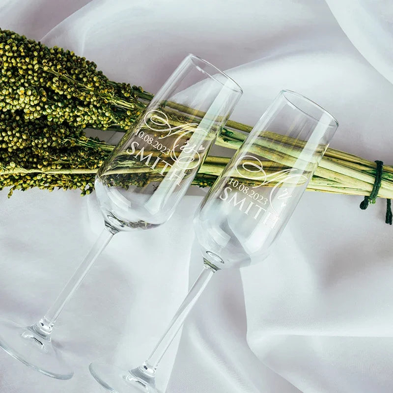 Romantic Matching Champagne Flutes for Couples - GiftShire