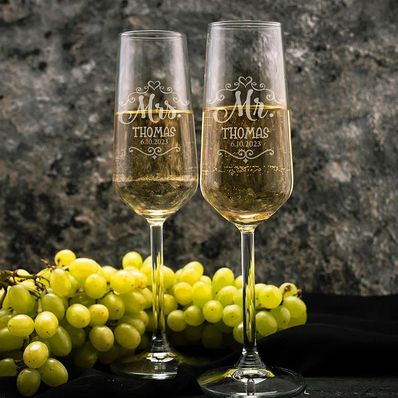 Romantic Matching Champagne Flutes for Couples - GiftShire