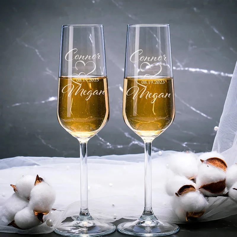 Romantic Matching Champagne Flutes for Couples - GiftShire