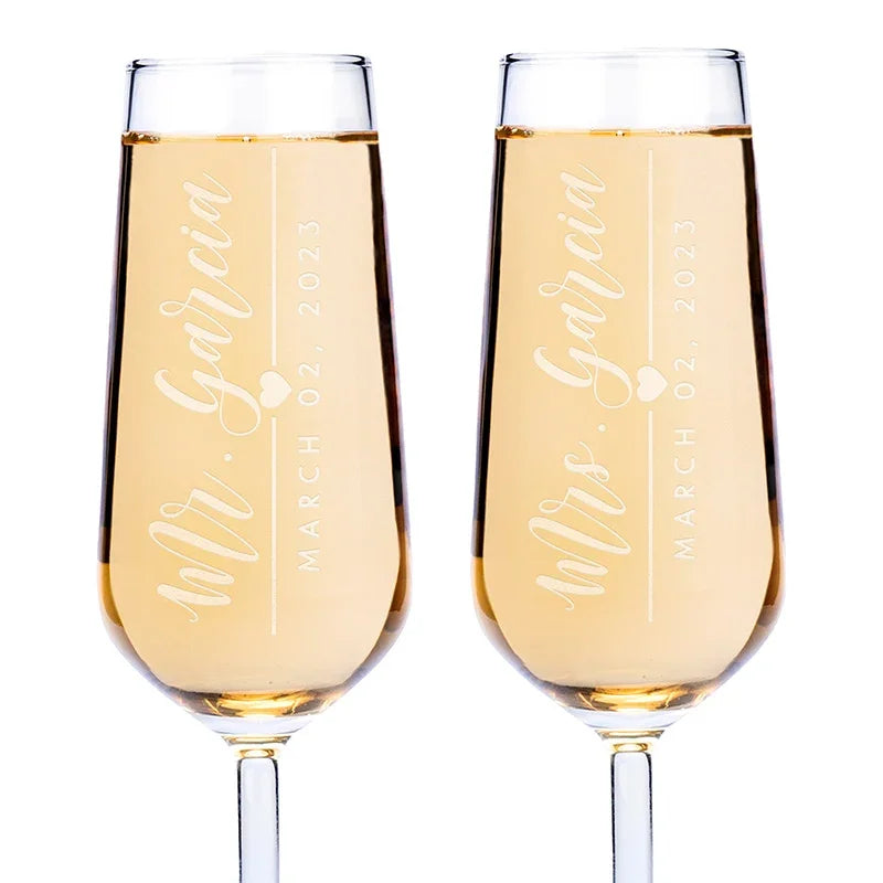 Romantic Matching Champagne Flutes for Couples - GiftShire