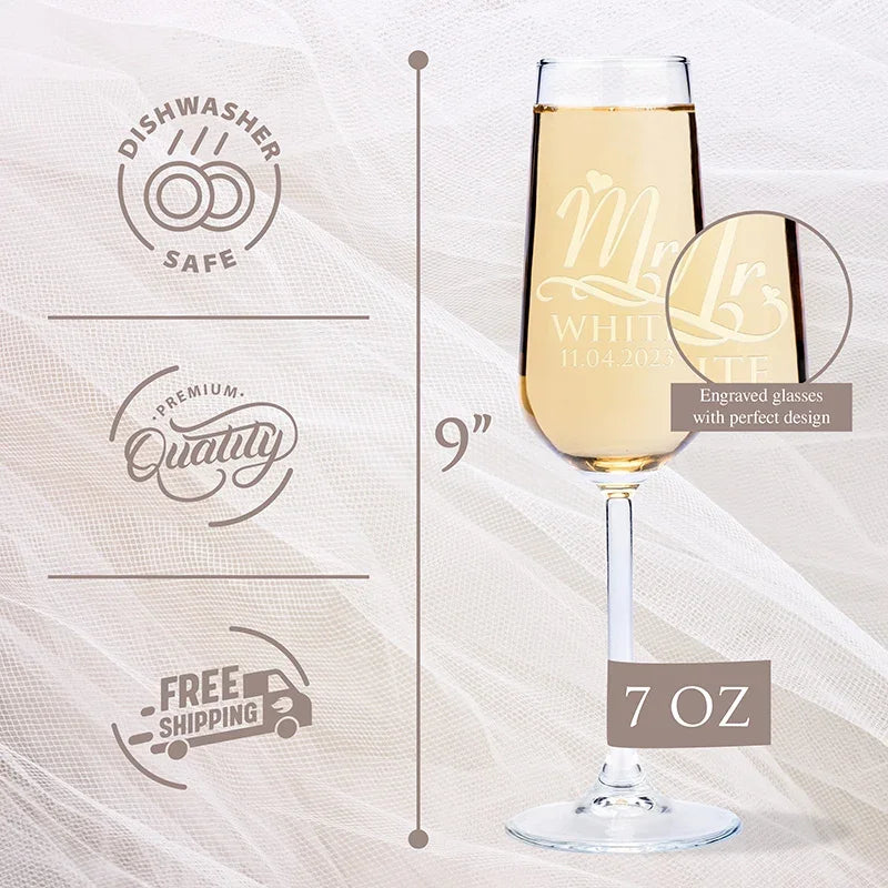 Romantic Matching Champagne Flutes for Couples - GiftShire