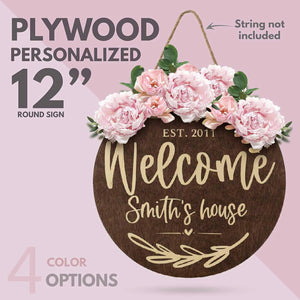 Custom Wooden Round Welcome Sign - GiftShire