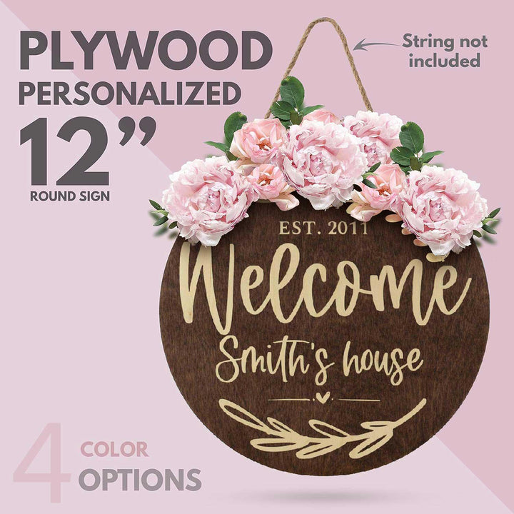 Custom Wooden Round Welcome Sign - GiftShire
