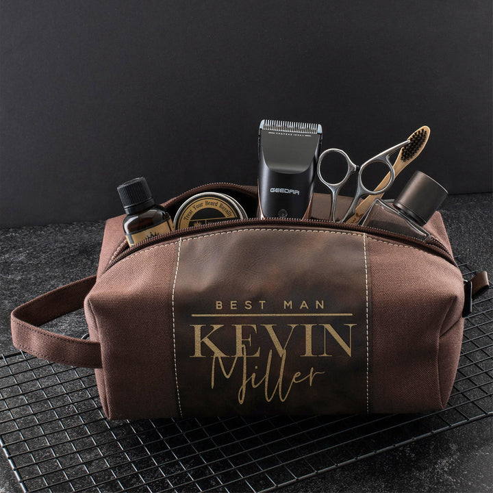 Personalized Groomsmen Toiletry Bag - Leather Toiletry Bag, Gift for Him - GiftShire