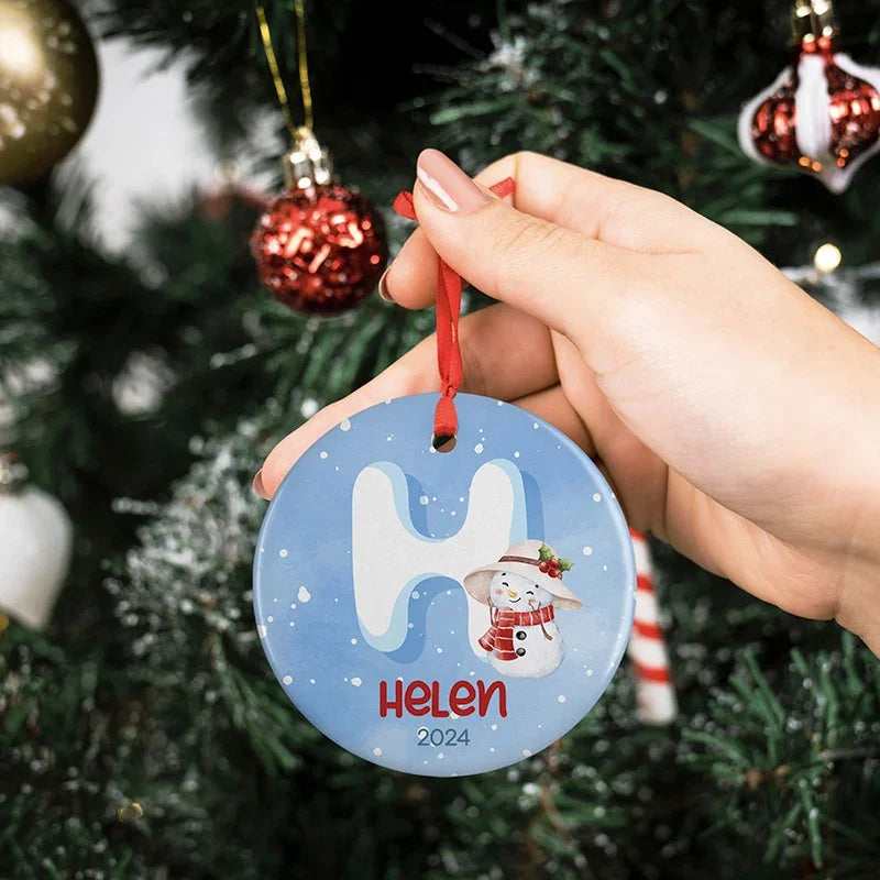 Snow White Initial Ornament with Custom Name - GiftShire