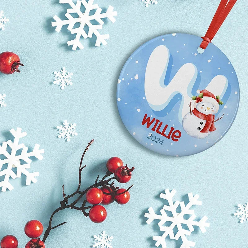 Snow White Initial Ornament with Custom Name - GiftShire