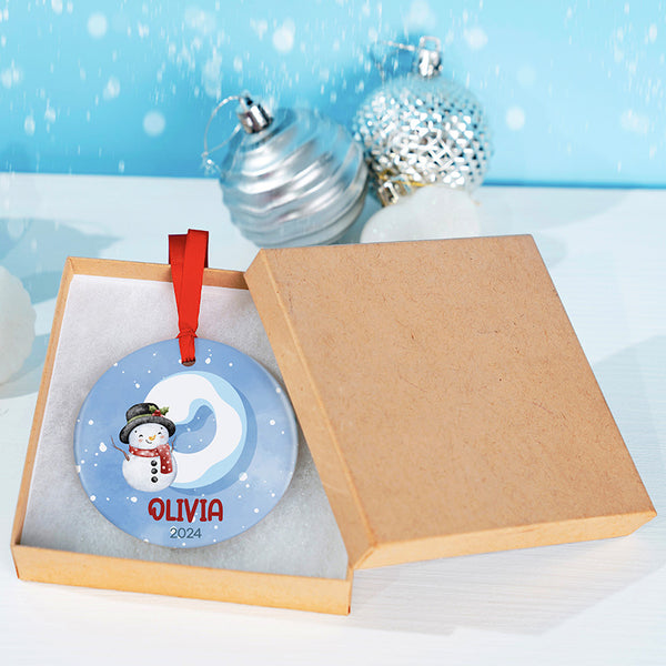 Snow White Initial Ornament with Custom Name
