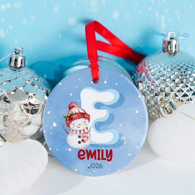 Snow White Initial Ornament with Custom Name