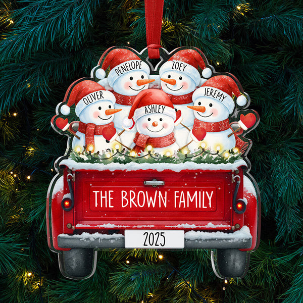 Snowman Family Ornaments - Custom With Family Members' Names