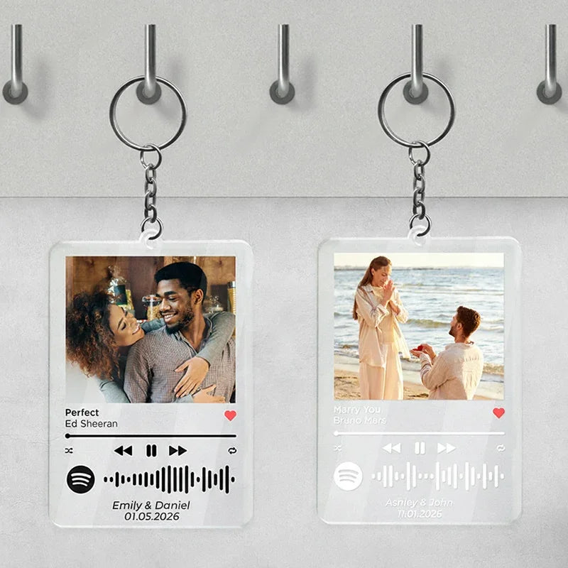 Spotify Music Player Keychain with Custom Photo For Couples - GiftShire