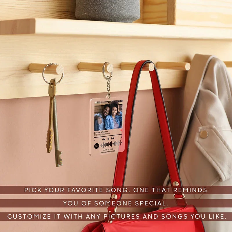 Spotify Music Player Keychain with Custom Photo For Couples - GiftShire