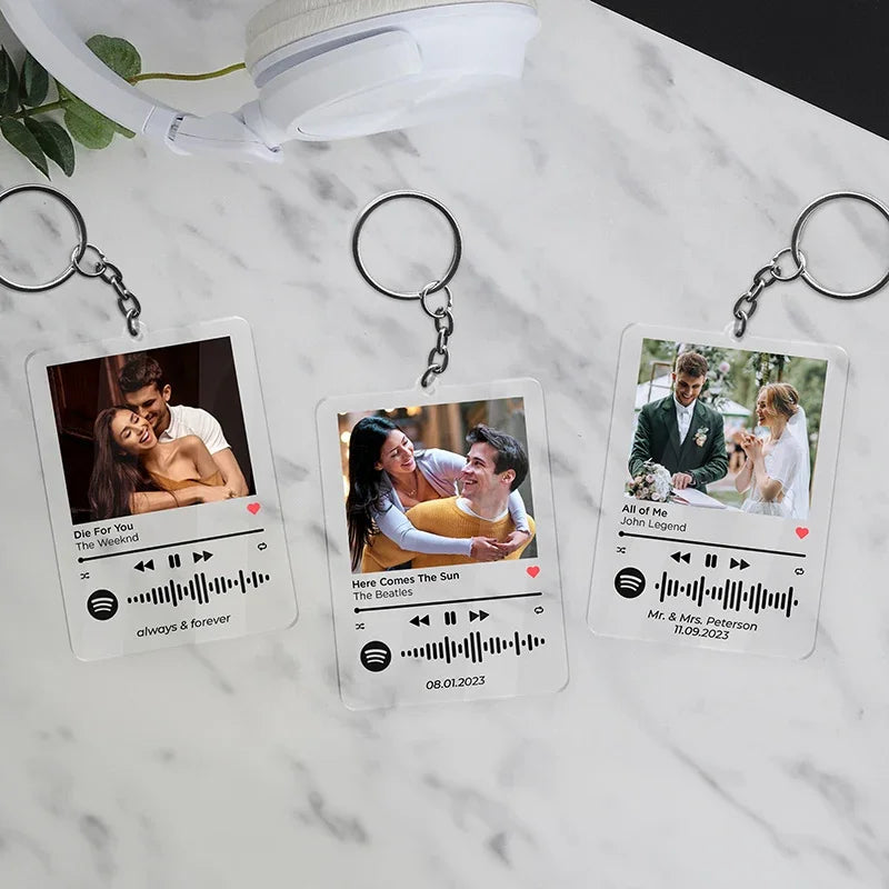 Spotify Music Player Keychain with Custom Photo For Couples - GiftShire