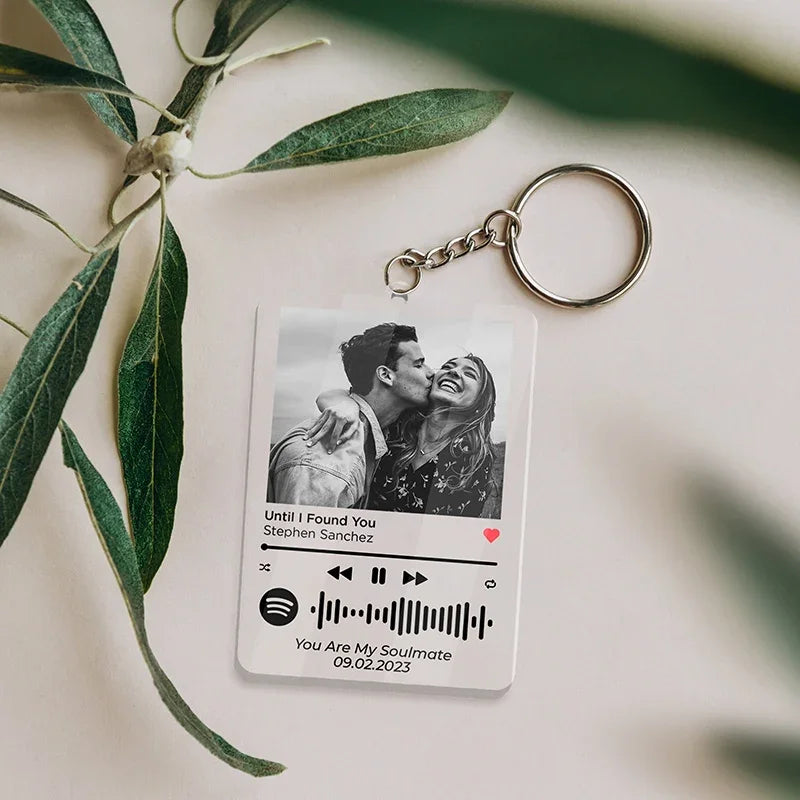 Spotify Music Player Keychain with Custom Photo For Couples - GiftShire