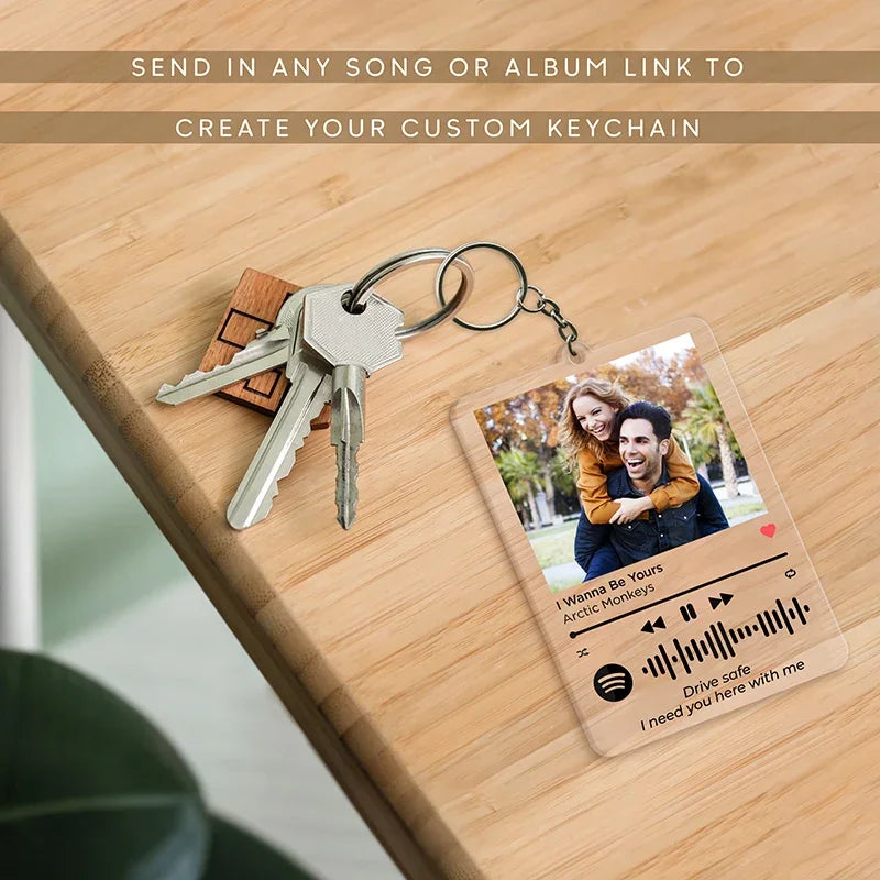 Spotify Music Player Keychain with Custom Photo For Couples - GiftShire