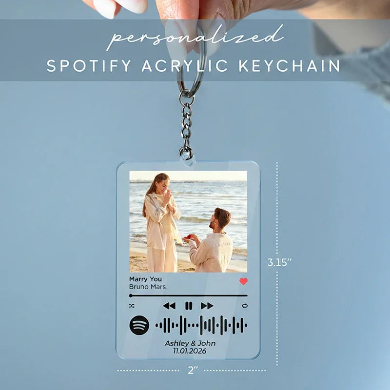 Spotify Music Player Keychain with Custom Photo For Couples - GiftShire