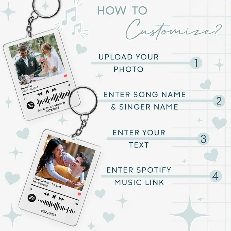 Spotify Music Player Keychain with Custom Photo For Couples - GiftShire