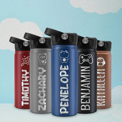 Stainless Steel Personalized Water Bottle for School Kids - GiftShire